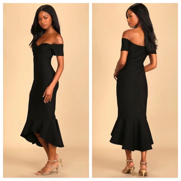 Lulus Dresses & Skirts - Lulus How Much I Care Black Off-the-
Shoulder Midi Dress